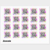 Sticker Carré Nom promotionnel du code QR Holographe Web rose (Feuille)