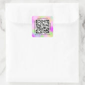 Sticker Carré Nom promotionnel du code QR Holographe Web rose (Sac)