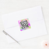 Sticker Carré Nom promotionnel du code QR Holographe Web rose (Enveloppe)