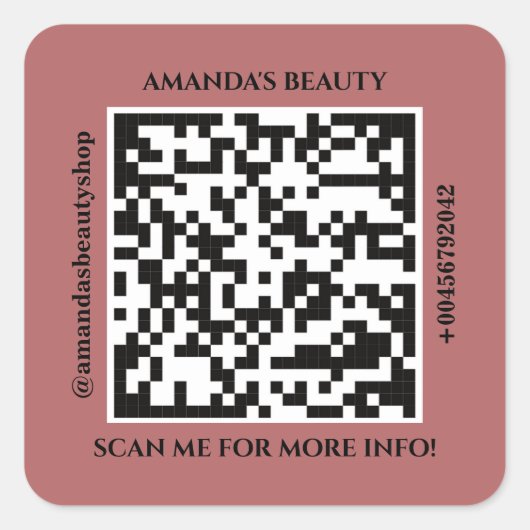 Sticker Carré Nom promotionnel du code QR Web Red (Devant)