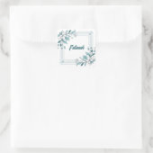 Sticker Carré Nom vert et blanc floral moderne minimal (Sac)