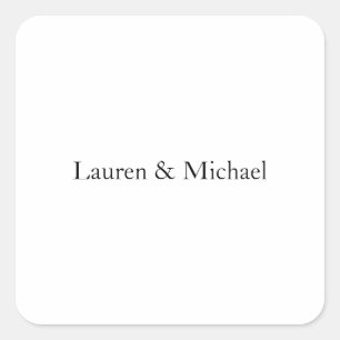 Sticker Carré Noms blancs noirs minimalistes mariages