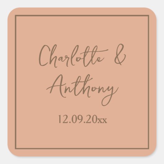 Sticker Carré Noms de calligraphie créative mariage Date (Devant)