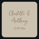 Sticker Carré Noms de calligraphie créative mariage Date<br><div class="desc">Ce modèle peut être customisé pour répondre à tous les métiers professionnels.</div>