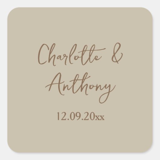Sticker Carré Noms de calligraphie créative mariage Date (Devant)