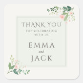 Sticker Carré Noms de verdure rose douce mariage (Devant)