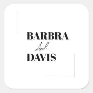 Sticker Carré Noms minimalistes modernes en noir et blanc