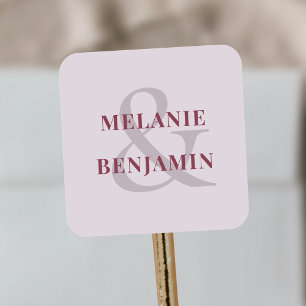 Sticker Carré noms personnalisés Simple Elegant Purple