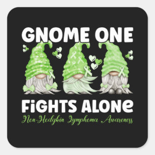 Sticker Carré Non Hodgkin Lymphoma Cancer Lime Ribbon Gnome