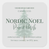Sticker Carré Nordic Noel Pine & Birch Candle Label (Devant)