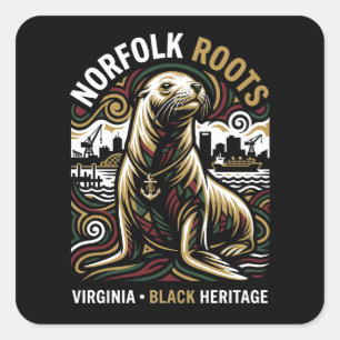 Sticker Carré Norfolk Roots Lion de mer Afro-Américain Maritime
