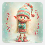 Sticker Carré North Pole Elf Celebration | Christmas Magic (Devant)