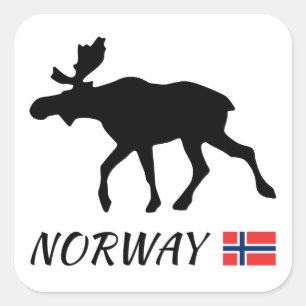 Sticker Carré Norway Elk and Flag