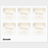 Sticker Carré Nos points d'or du jour de mariage en blanc | Pers (Feuille)