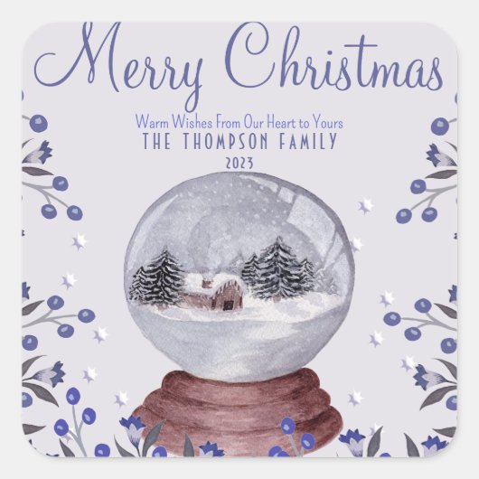 Sticker Carré Nostalgic rétro inspiré Cabine de Noël Snowglobe (Devant)