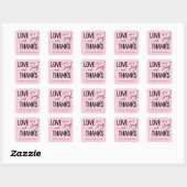 Sticker Carré Note d'amour florale rose chaud (Feuille)
