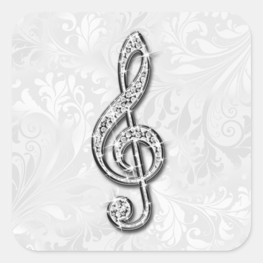 Sticker Carré Note musicale diamant imprimée Floral Damask (Devant)