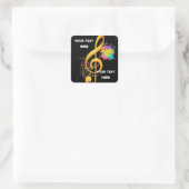 Sticker Carré Note musicale Fun Treble Clef. Texte modifiable (Sac)