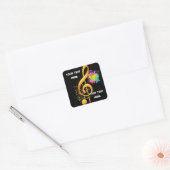 Sticker Carré Note musicale Fun Treble Clef. Texte modifiable (Enveloppe)