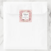 Sticker Carré Notes de musique et fleurs Style rétro Cuisine (Sac)