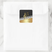 Sticker Carré Notes de musique moderne Black Gold, Touches de pi (Sac)