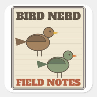 Sticker Carré Notes de terrain de nerd d'oiseaux Croquis d'obser