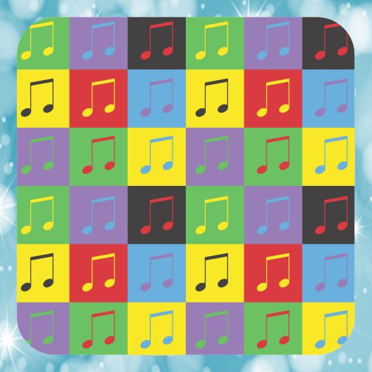 Sticker Carré Notes musicales 8e Motif d'art pop