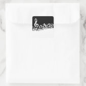 Sticker Carré Notes musicales blanches sur le noir (Sac)