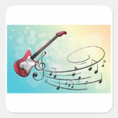 Sticker Carré Notes musicales de guitare électrique (Devant)