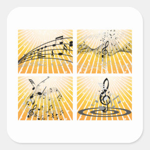 Sticker Carré Notes musicales multiples