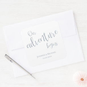 Sticker Carré Notre aventure commence mariage de typographie ble