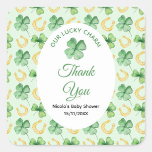 Sticker Carré Notre Baby Shower de la Chance St Patrick
