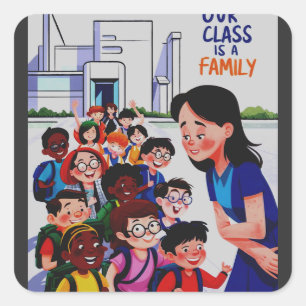 Sticker Carré Notre classe est une famille pour les femmes