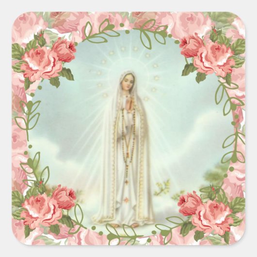 Sticker Carré Notre-Dame de Fatima Roses roses roses (Devant)