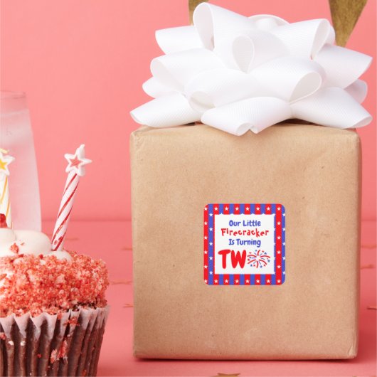 Sticker Carré Notre petit pétard 2e anniversaire (Fête)