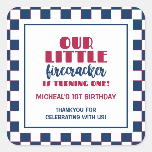 Sticker Carré Notre petit pétard fait un anniversaire (Devant)