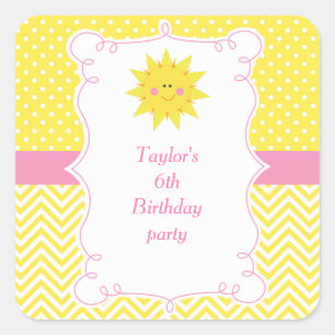 Sticker Carré Notre petit remerciement d'anniversaire Sunshine