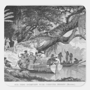 Sticker Carré Notre première entrevue avec des Indiens de
