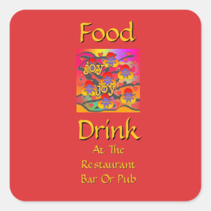 Sticker Carré Nourriture Boisson Au Restaurant Bar Ou Pub Rouge