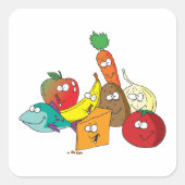 Sticker Carré Nourriture Drôle Avec Visages (Devant)
