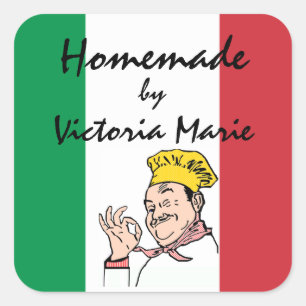 Sticker Carré Nourriture italienne faite maison personnalisée
