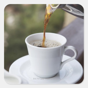 Sticker Carré Nourriture, Nourriture Et Boissons, Café, Verser, 