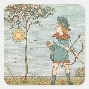 Sticker Carré Nourriture vintage rime Art Boy avec Bow & Arrow