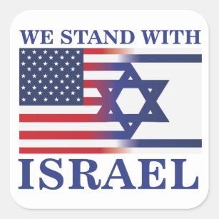 Sticker Carré Nous, Américains, avec le drapeau d'Israël