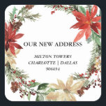 Sticker Carré Nous Avons Déménagé | Christmas Wreath | Nouvelle<br><div class="desc">Nous Avons Déménagé | Christmas Wreath | Nouvelle adresse</div>