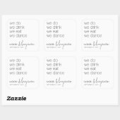 Sticker Carré Nous Buvons, Mangeons, Dansons - Mariage Moderne (Feuille)