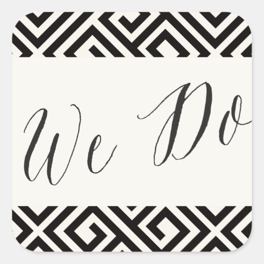 Sticker Carré Nous faisons Classic Script Géométrique Mariage de (Devant)