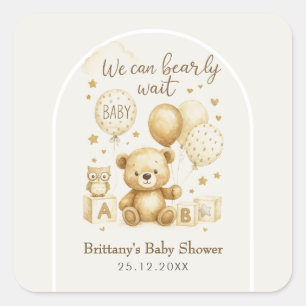 Sticker Carré Nous pouvons à peine attendre Baby Shower