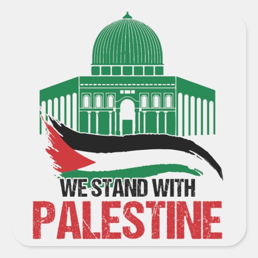 Sticker Carré Nous sommes avec la Palestine (Devant)