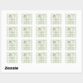 Sticker Carré Nous vous aimons tellement Matcha Vert Gingham Bab (Feuille)